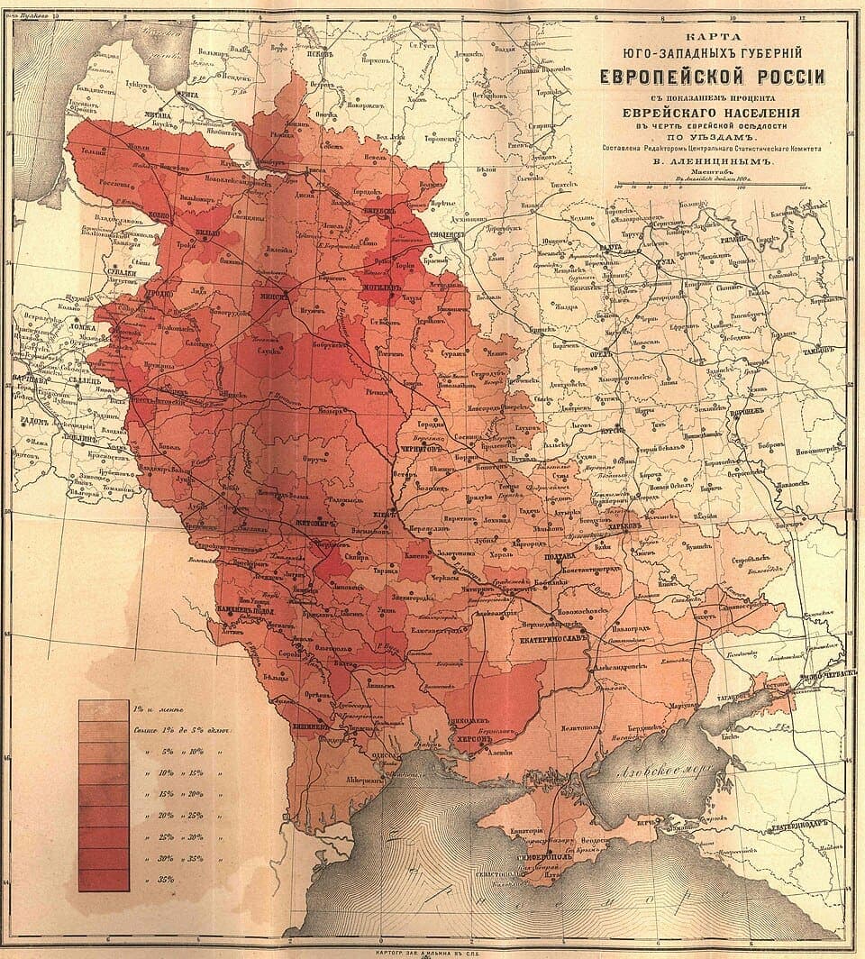 מפת תחום המושב של האימפריה הרוסית משנת 1884